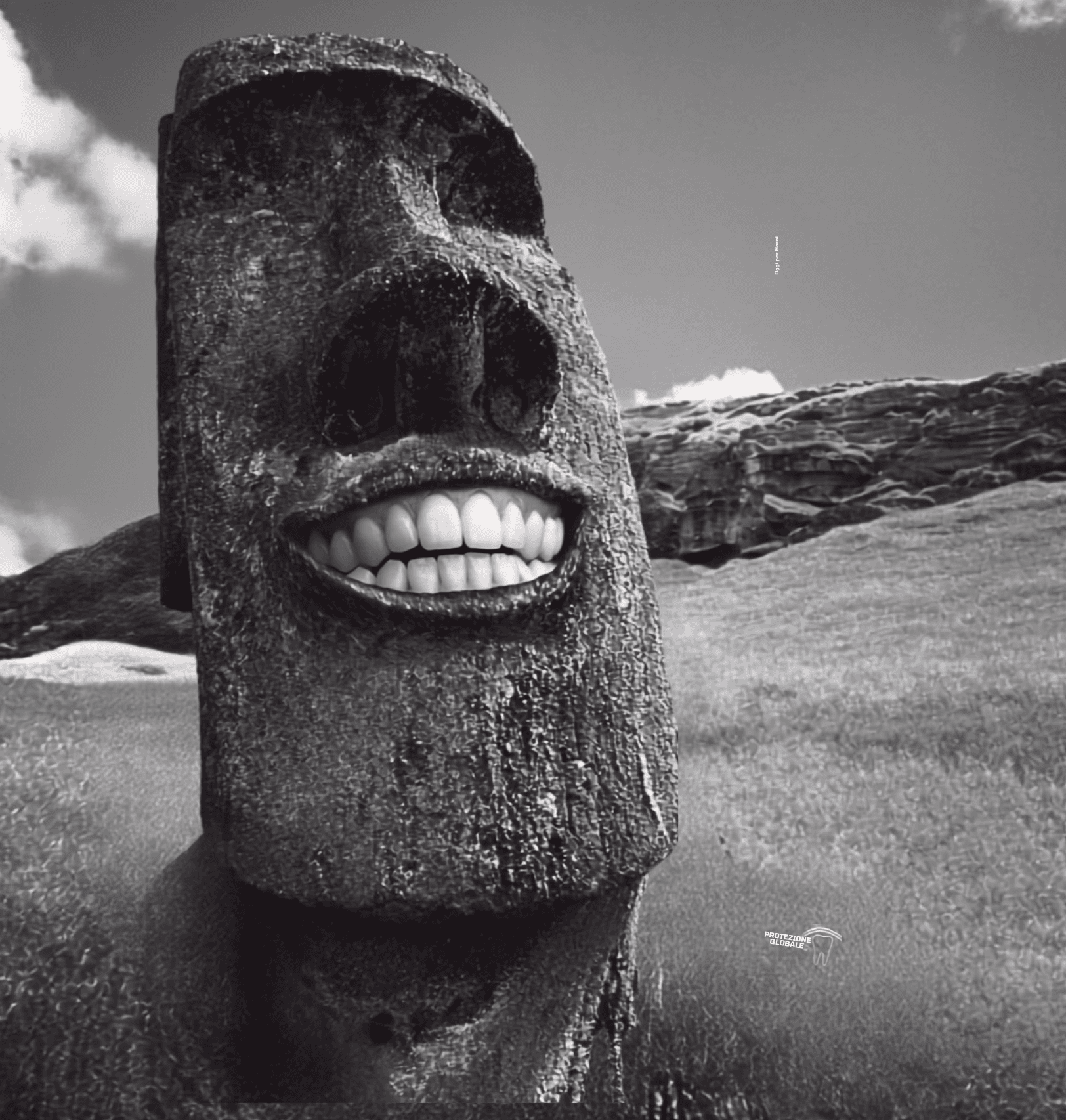 Easter Island Moai statue with a bright smile